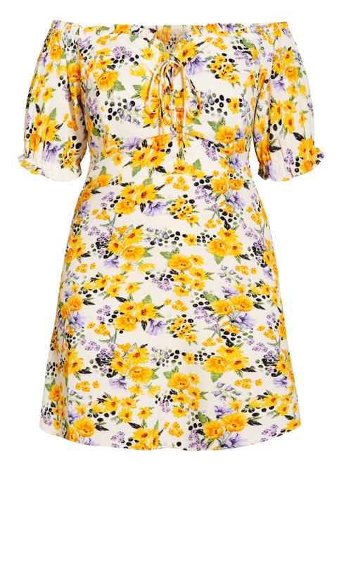 Evans Yellow & White Floral Mini Dress 2