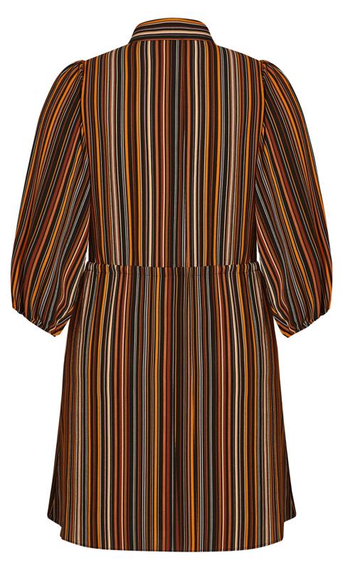Brown Stripe Black Mini Shirt Dress 6
