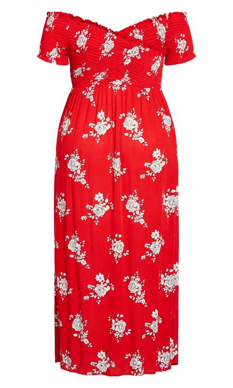 Rose Love Off-Shoulder Red Floral Maxi Dress 5
