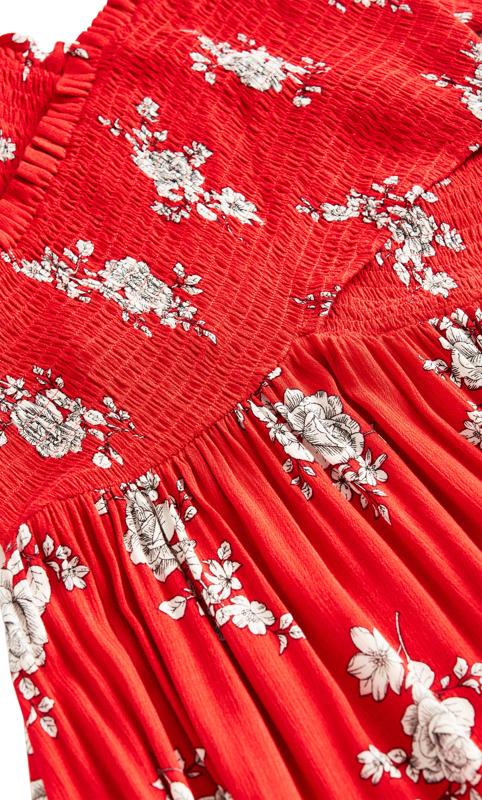Rose Love Off-Shoulder Red Floral Maxi Dress 6