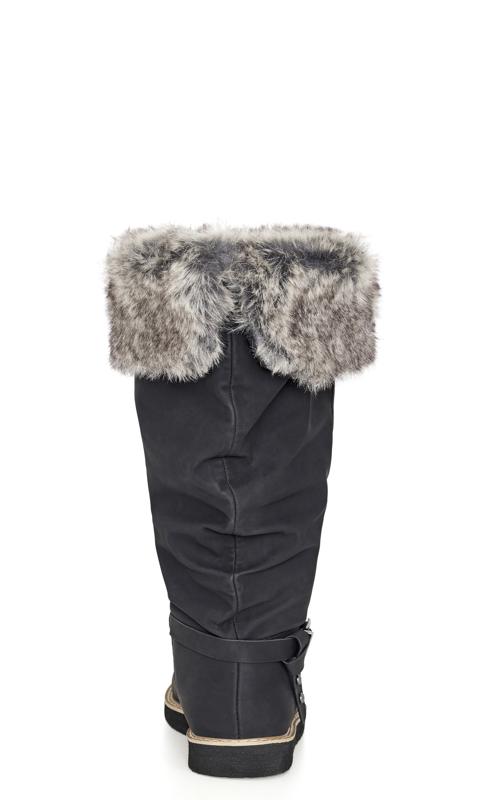 Evans Black Faux Fur Lined Knee High Snow Boots 3