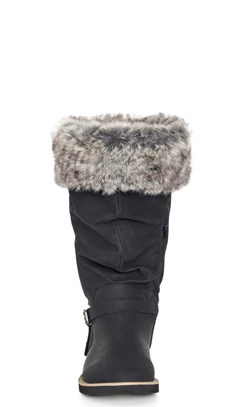 Evans Black Faux Fur Lined Knee High Snow Boots 5