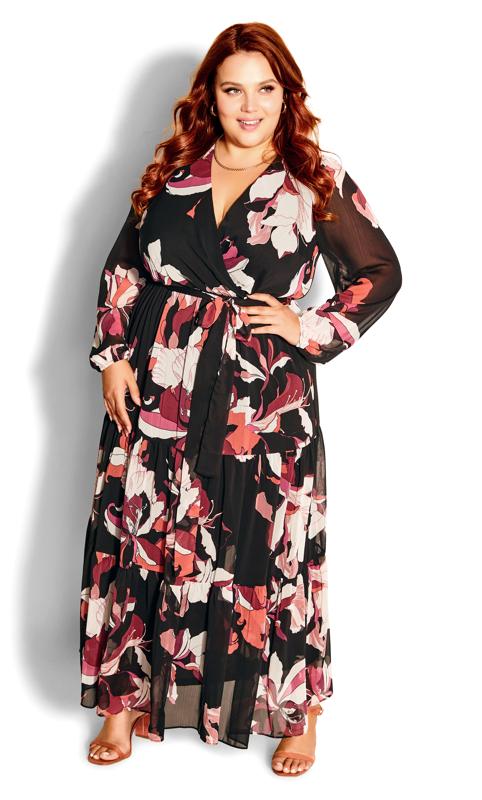  Grande Taille City Chic Black Sweet Amber Maxi Dress