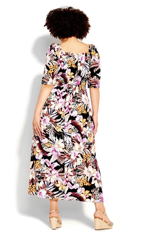 City Chic Black Floral Print Bardot Maxi Dress 3