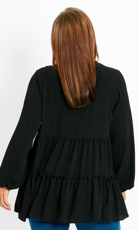 Plain Tiered Woven Tunic Black 3
