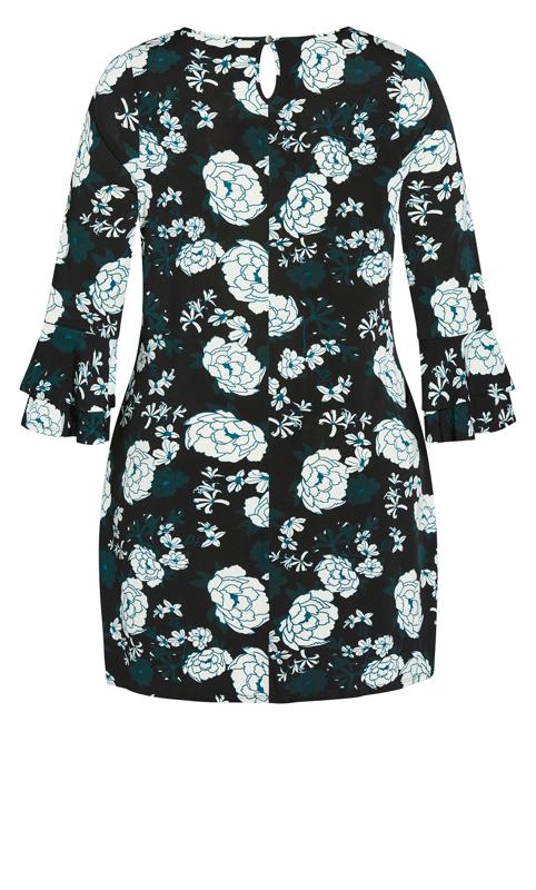 Floral Black Frill Sleeve Print Dress 7
