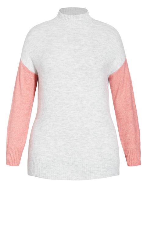 Evans Grey & Pink Colour Block Knitted Jumper 6