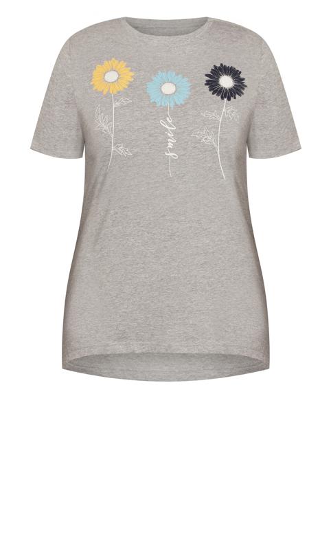 Evans Grey Floral Print T-Shirt 4