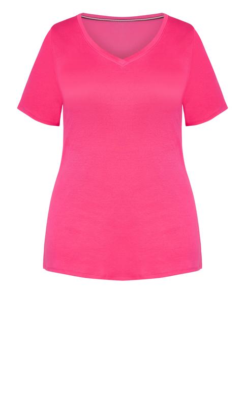Evans Hot Pink V-Neck T-Shirt 4