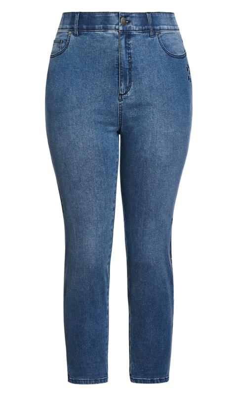 Evans Blue Embroidered Cropped High Waisted Jeans 3