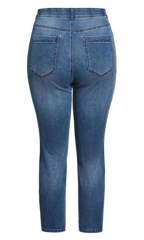 Evans Blue Embroidered Cropped High Waisted Jeans 4