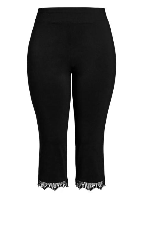 Evans Black Lace Trim Cropped Trousers 8