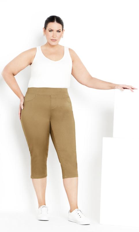  Grande Taille Evans Brown Pull On Cropped Jeans