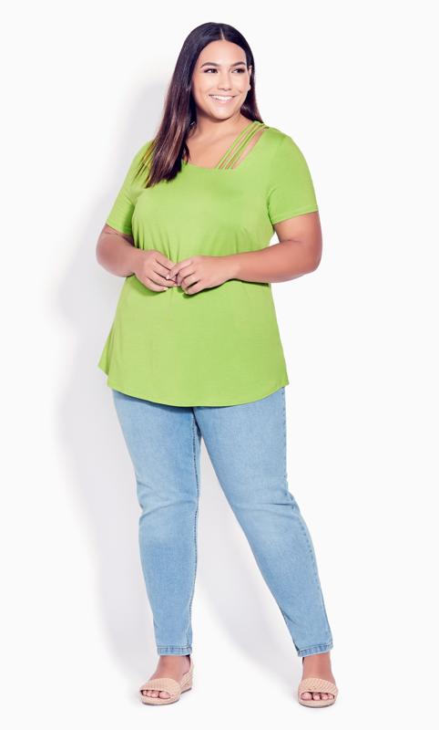 Evans Lime Green Cut Out T-Shirt 3
