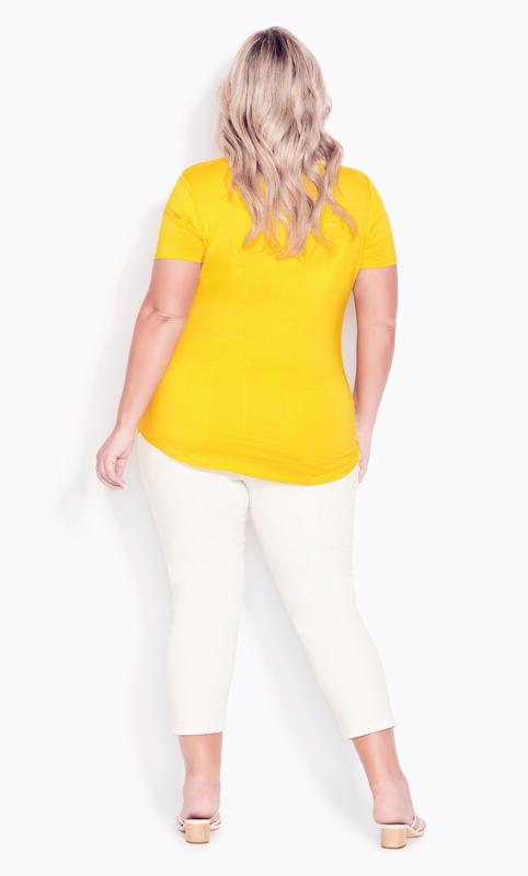 Evans Bright Yellow Cut Out Longline T-Shirt 4