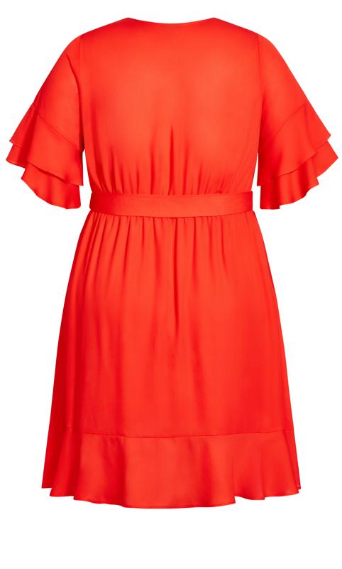 Evans Red Frill Sleeve Wrap Dress 5