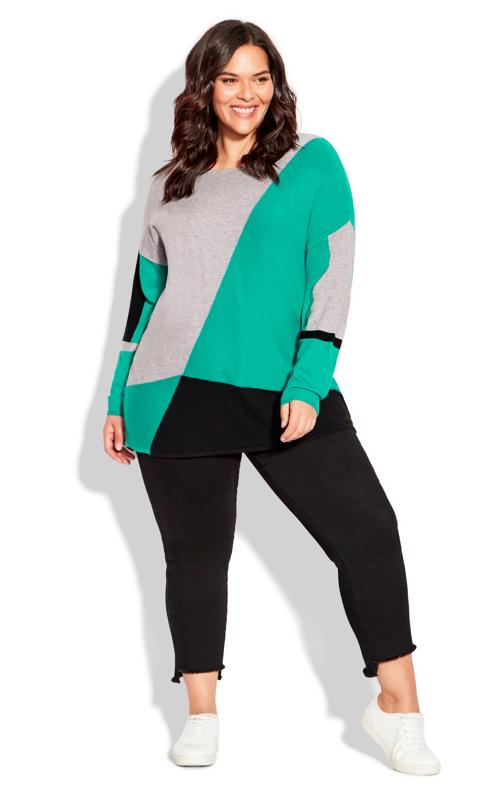 Evans Green Karla Colourblock Sweater 1