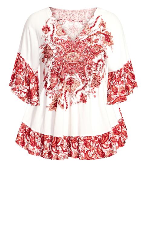 Evans White & Red Frankie Frill Tunic 5