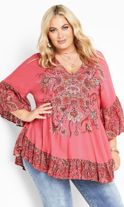Evans Pink Frankie Frill Tunic 1