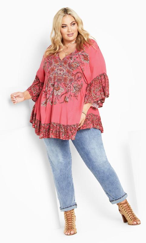 Evans Pink Frankie Frill Tunic 3