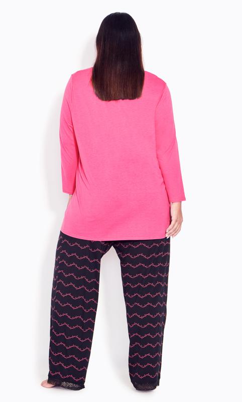 Evans Hot Pink 'Bed, I Love You' Slogan Print Pyjama Top 4
