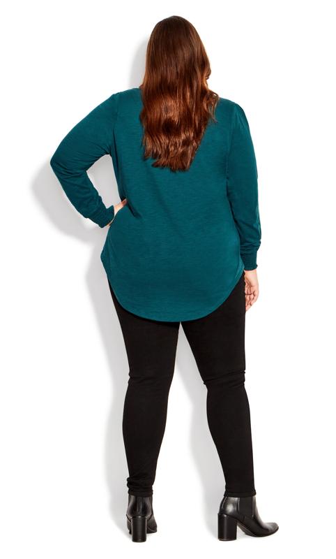 Evans Forest Green V Neck Long Sleeve Top 3