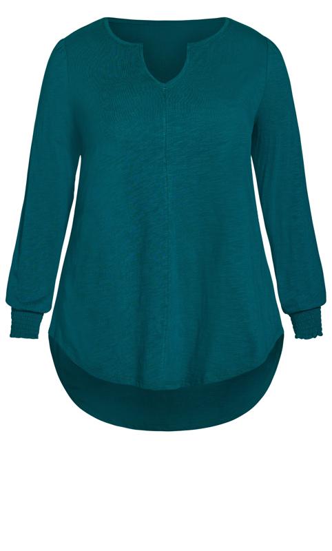 Evans Forest Green V Neck Long Sleeve Top 4