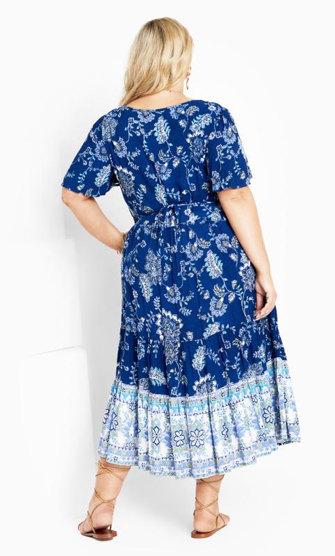 Evans Blue Paisley Print Puff Sleeve Midi Dress 4