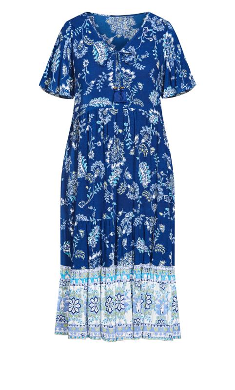 Evans Blue Paisley Print Puff Sleeve Midi Dress 5