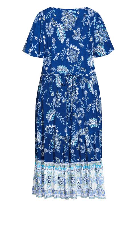 Evans Blue Paisley Print Puff Sleeve Midi Dress 6