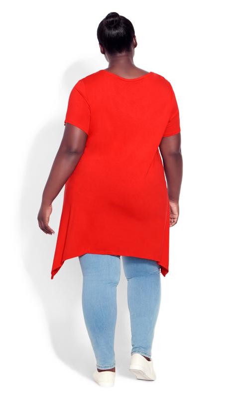 Evans Red Longline Cut Out T-Shirt 4