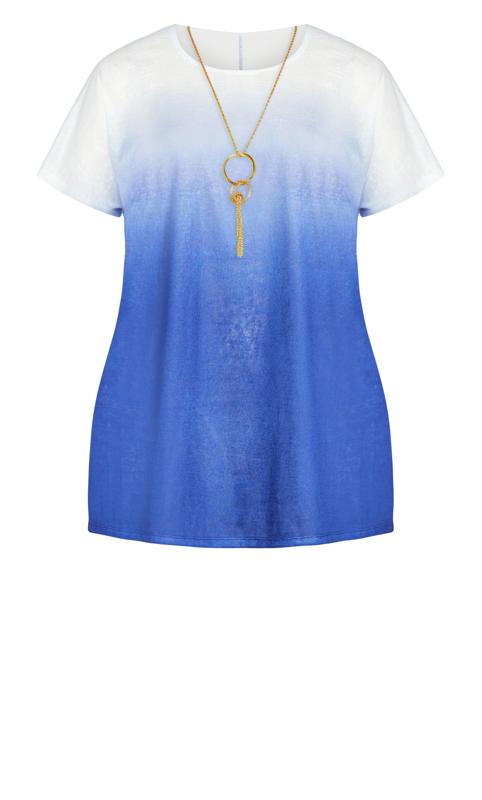 Evans Blue & White Ombre Top with Necklace 5