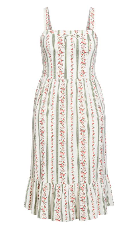 Evans White Floral Stripe Midi Dress 2