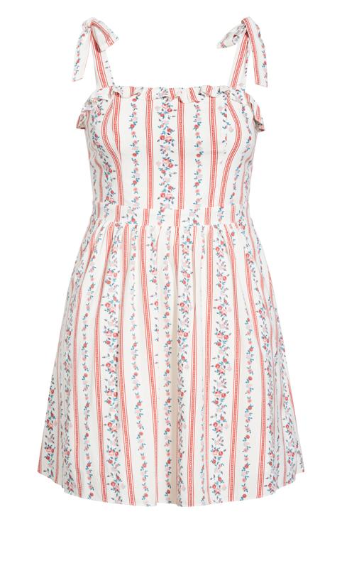 Evans White Floral Stripe Print Smock Mini Dress 4