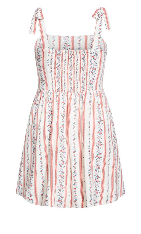 Evans White Floral Stripe Print Smock Mini Dress 5
