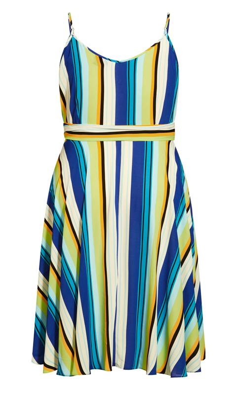 Evans Yellow & Blue Stripe Print Wrap Midi Dress 5