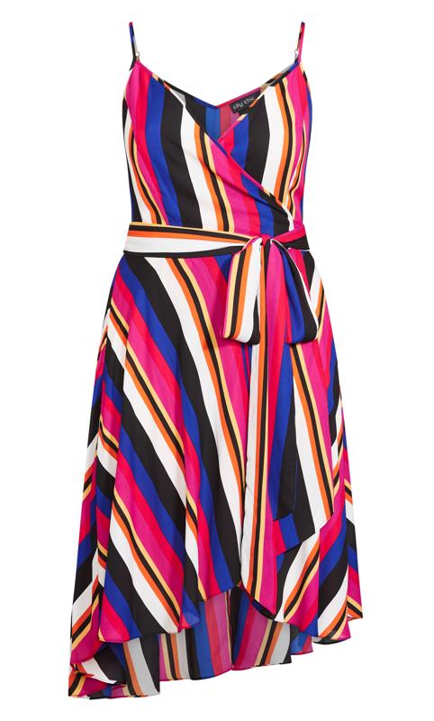 Evans Black & Pink Stripe Mini Wrap Dress 5