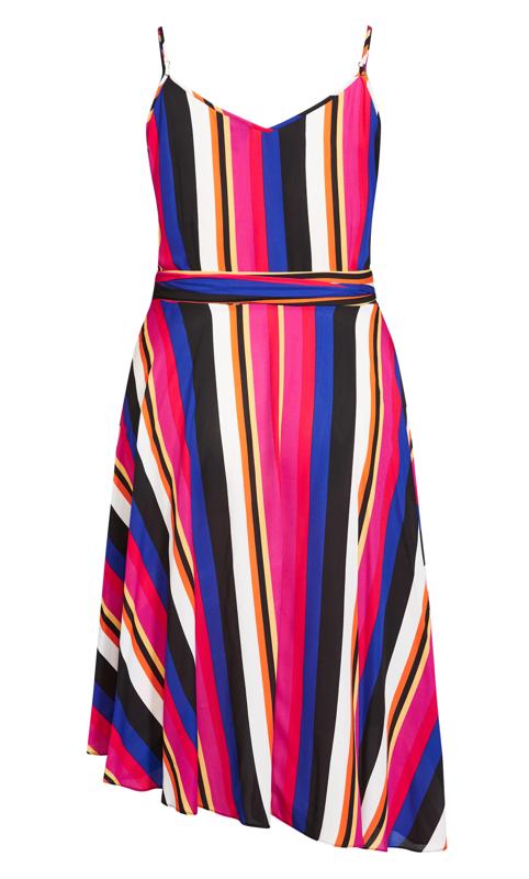 Evans Black & Pink Stripe Mini Wrap Dress 6