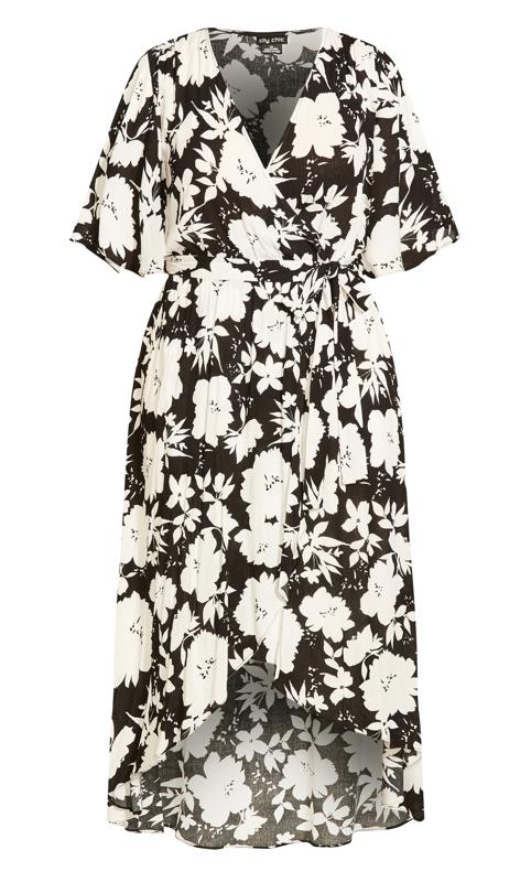 Evans Black Floral Print Wrap Maxi Dress 4