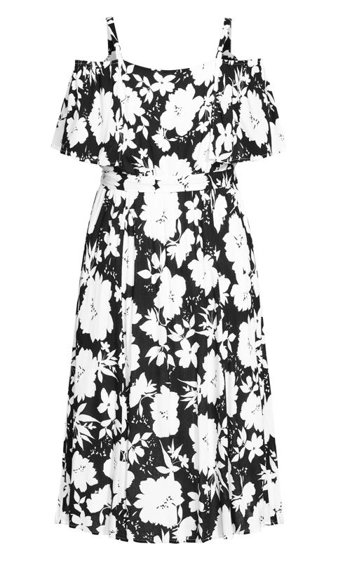 Evans Black & White Floral Print Cold Shoulder Tie Waist Dress 6