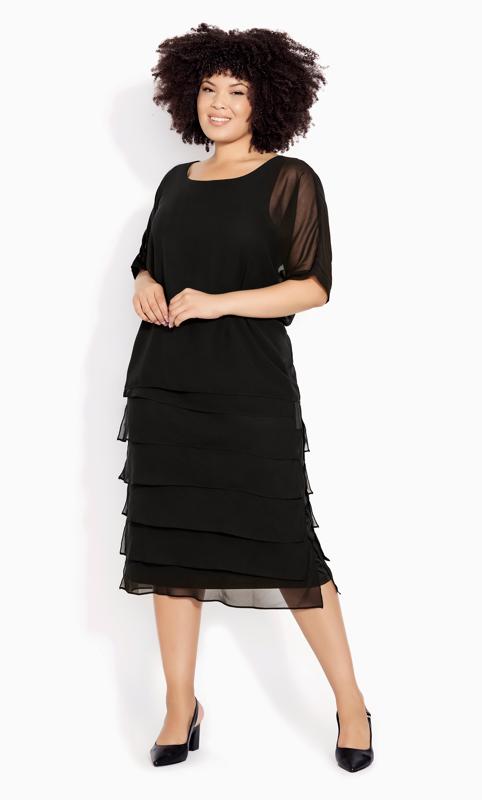 Plus Size  Avenue Black Tiered Midi Dress