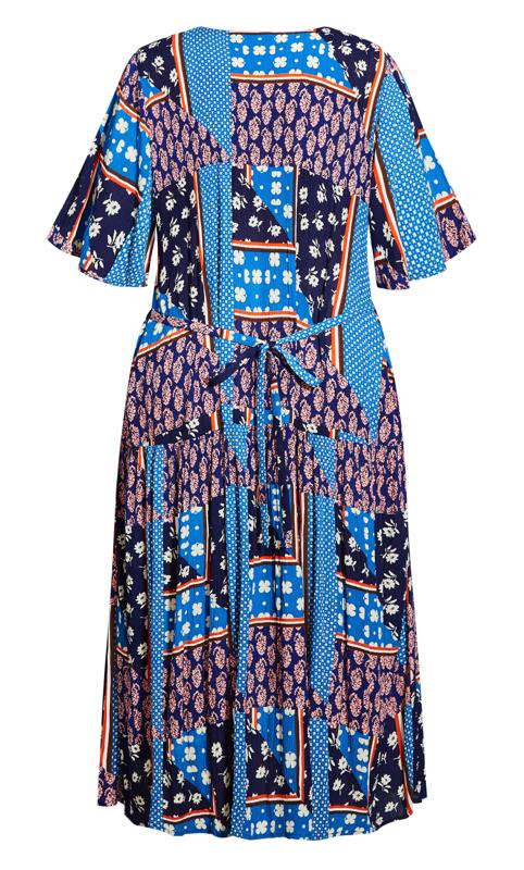 Evans Blue Patchwork Print Midi Dress 5