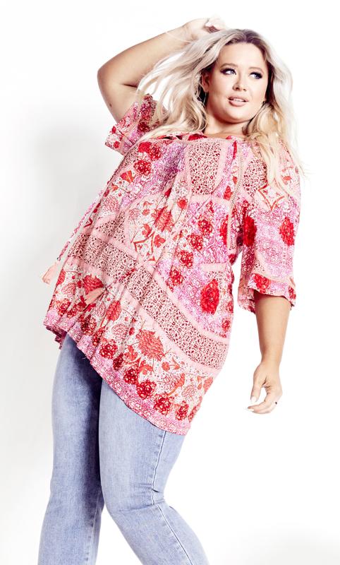 Evans Pink Paisley Tunic Top 1