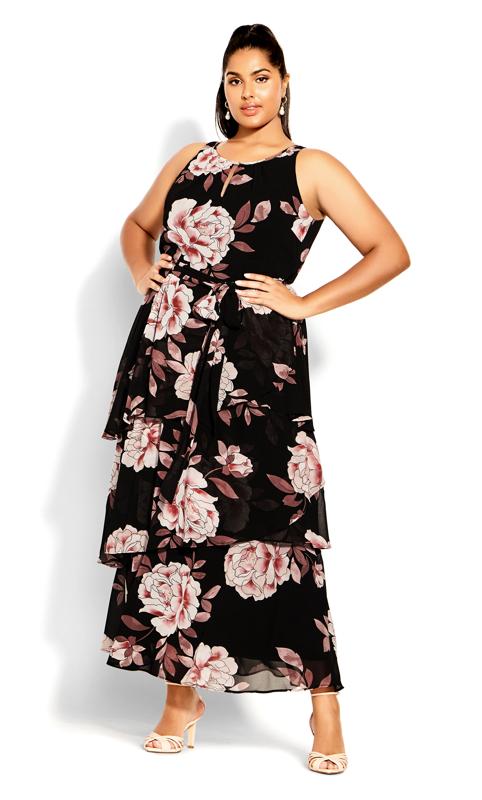 Plus Size  City Chic Black Imperial Bloom Maxi Dress