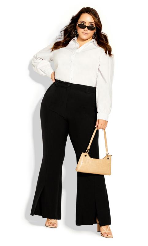 Plus Size  City Chic White Flared Trousers
