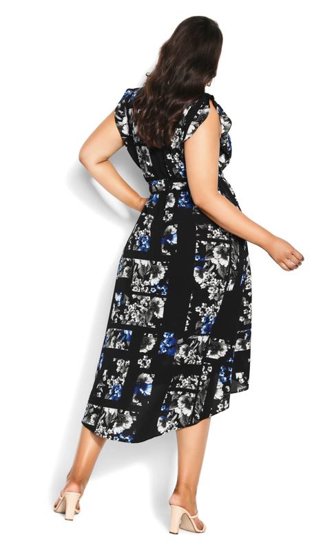 City Chic Black Floral Print Ruffle Wrap Maxi Dress | Evans 3