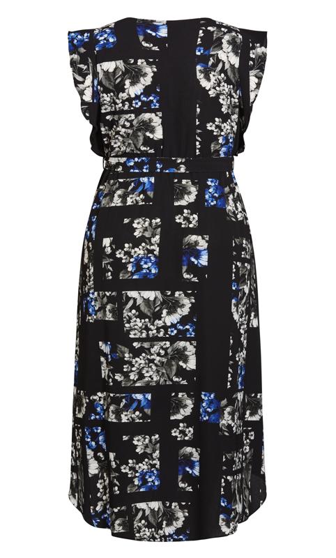 City Chic Black Floral Print Ruffle Wrap Maxi Dress | Evans 5