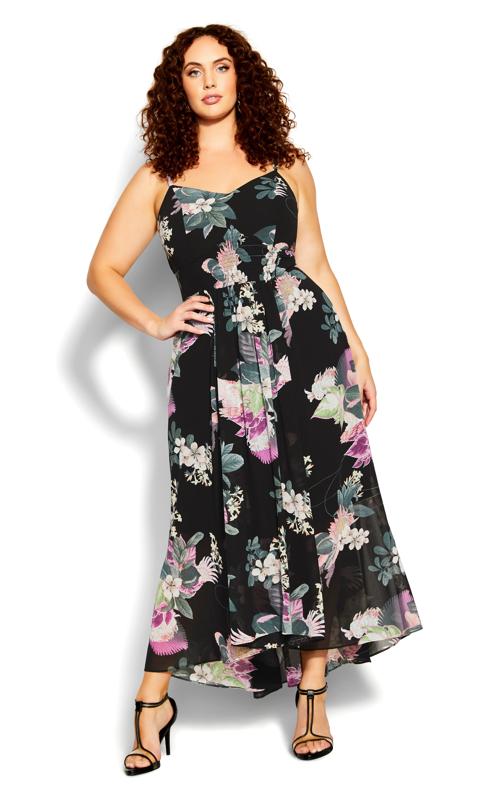 Evans Black Floral Print Maxi Dress 2