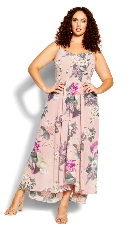 Plus Size  Evans Light Pink Floral Maxi Dress