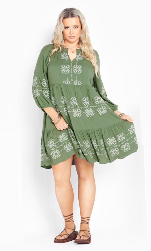 Evans Green Lady Luxe Embroidered Dress 10